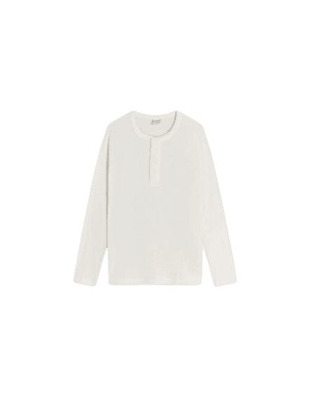 Camiseta henley slim fit de manga comprida