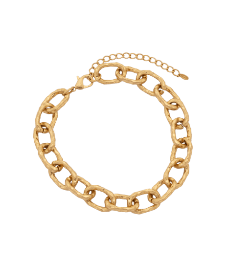 Maxi Colar Curto em Metal com Elos Martelados