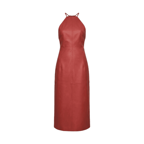 Vestido De Couro Midi Frente Única
