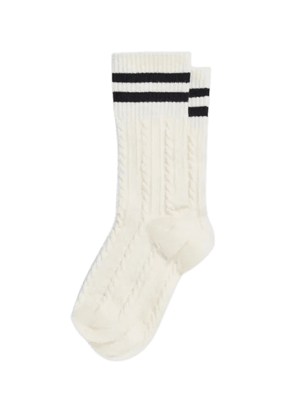 meia off‑white listras com textura