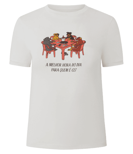 Camiseta em Algodão com Estampa Melhor Hora Para o CLT