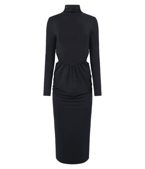 Vestido Long Midi com Cut Out e Drapeado