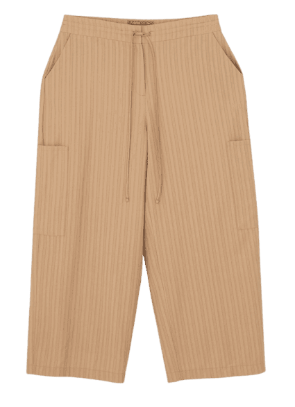 Calça Wide Leg Alfaiataria Com Amarração Curve & Plus Size Bege Caramelo