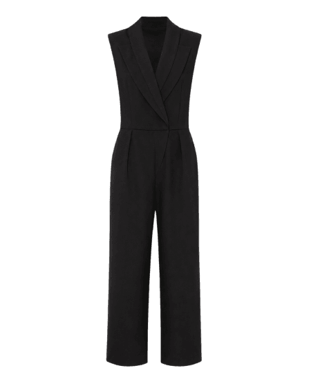 Macacão Sem Manga Gola Blazer Preto