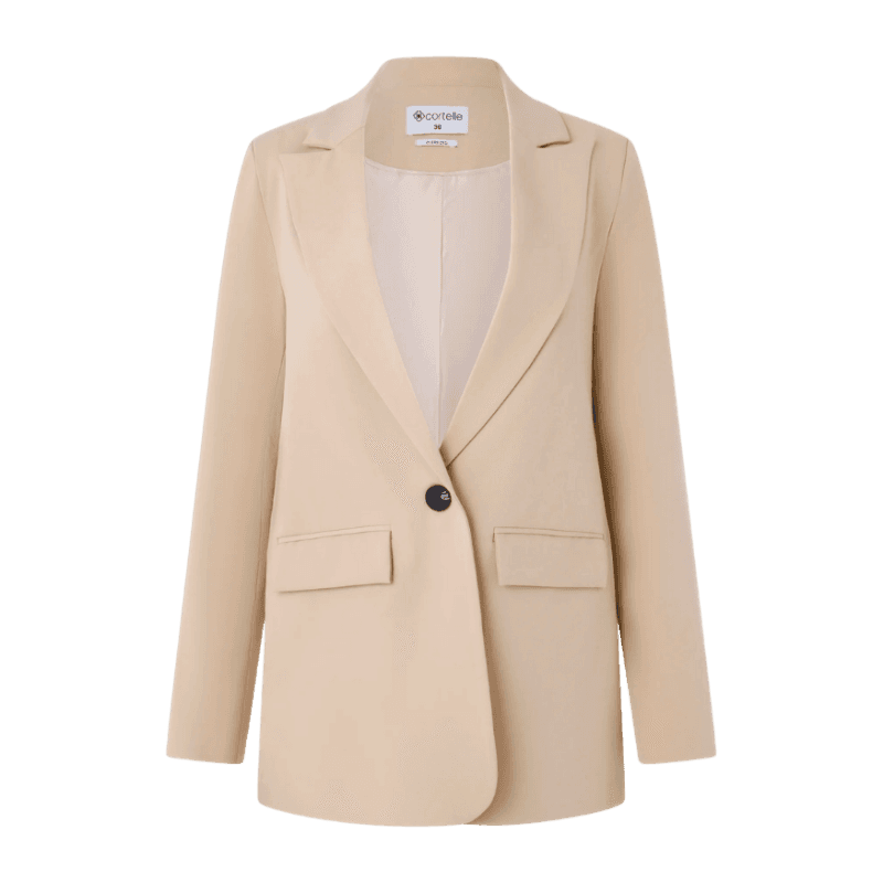 Blazer Oversized Alfaiatado com Botão Único Bege