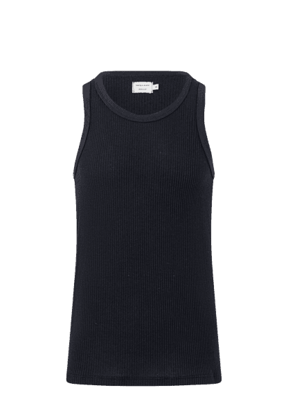 Regata Regular Em Flamê Com Textura Preto