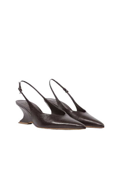 Slingback Siena Mid Buckle Couro Marrom
