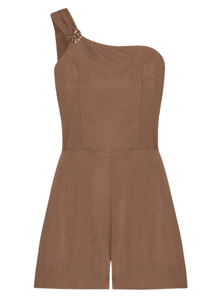 Macaquinho Feminino Ombro Único Marrom My Favorite