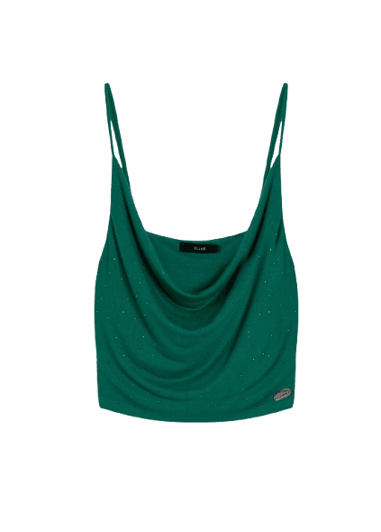 Blusa Ellus Crepe Desire Hotfix Top Verde Bandeira