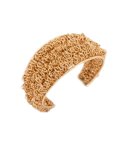 Bracelete Rígido em Metal com Detalhe Aramado Dourado