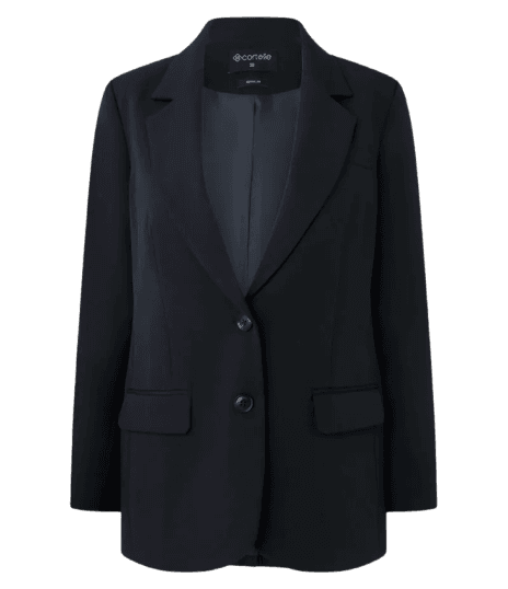 Blazer Regular em Alfaiataria com Botões e Bolsos Frontais Preto