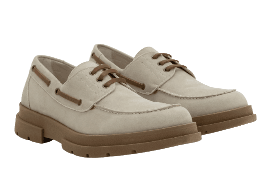 Sapato Dockside em Camurça com Sola Tratorada Bege