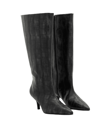 Bota Cano Longo em PU com Textura Croco