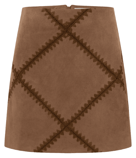 Saia Curta em Suede com Bordado