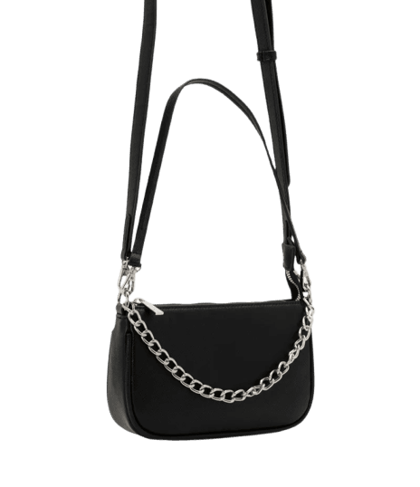 Bolsa Baguete Transversal com Alça Removível Preto