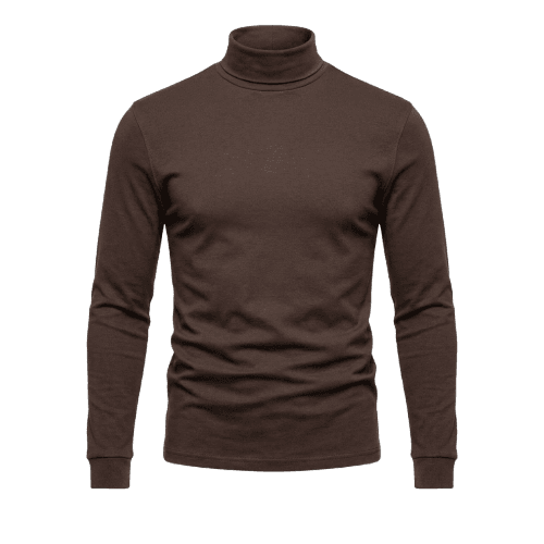 blusa slim masculina manga longa gola alta marrom