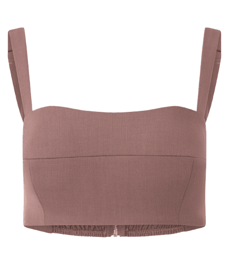 Blusa Cropped Alfaiatada com Decote Coração e Lastex nas Costas