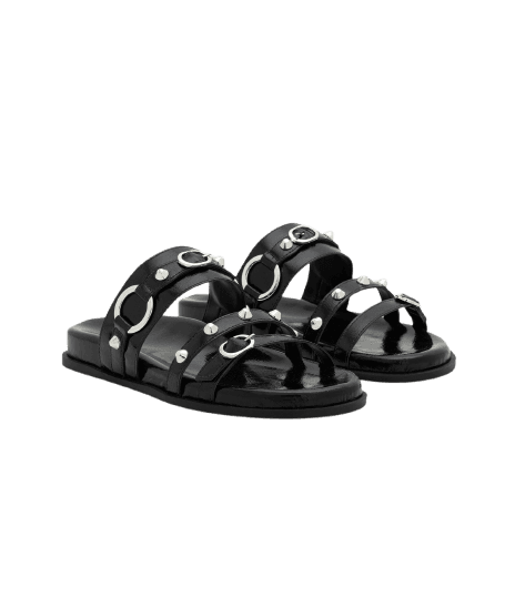 Rasteira Anatômica em PU com Aplicação de Studs