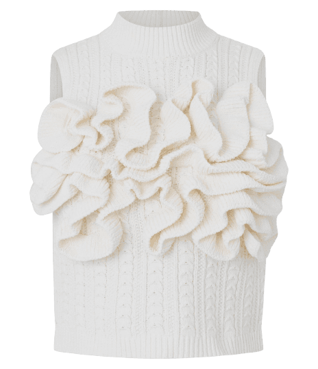 Blusa Curta em Tricô com Aplicação Volumosa de Ondas