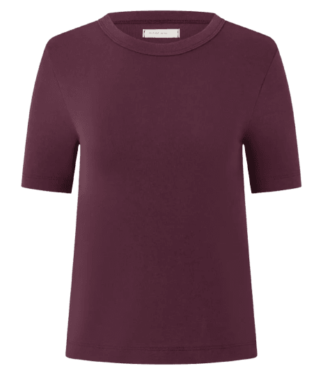 Blusa Básica Ajustada em Ribana com Gola Redonda Bordô