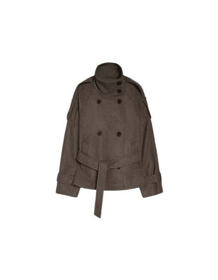 Jaqueta trench com gola funil