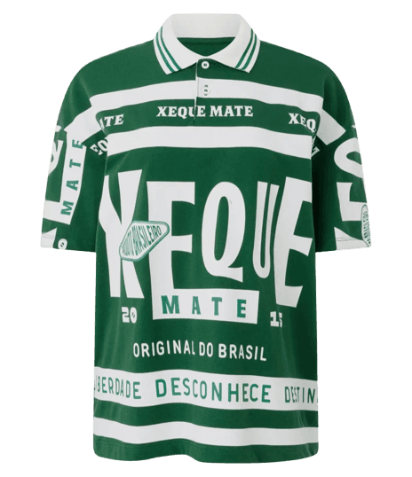 Camiseta com Gola Polo e Estamos Xeque Mate Verde