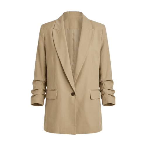 Blazer de manga franzida feminino - Bege | Bia Parente - Special Edition