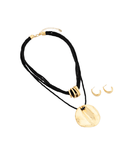Conjunto de Colar em Camadas e Argolas Bold