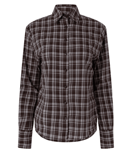 Camisa Xadrez em Tricoline com Manga Longa