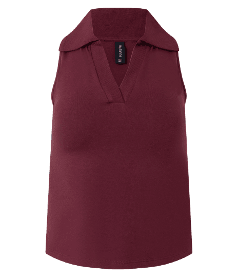 Blusa Polo em Decote V Sem Mangas