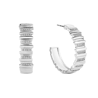 Argola Life Dunas em Prata 925 e Pedras Incolores, 30,5mm