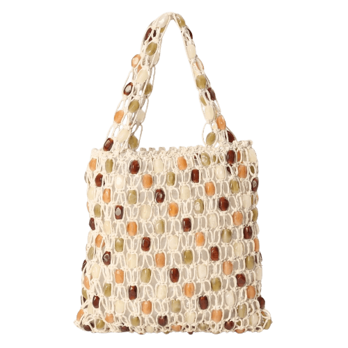 Bolsa tote em macramê com aplicações - multicor