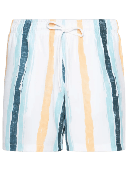 Short Masculino Beachwear Estampa Listras Branco Basiq Men