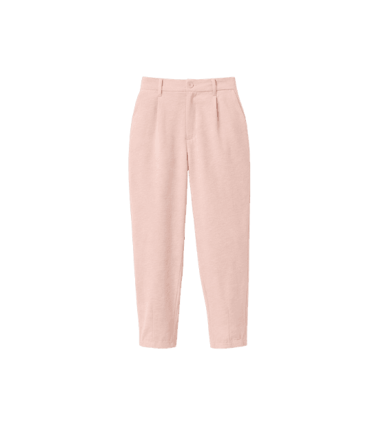 calça feminina pregas rosa