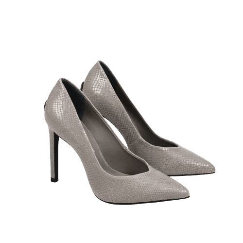 Scarpin Cinza Calcário Mandala Jb Couro Snake