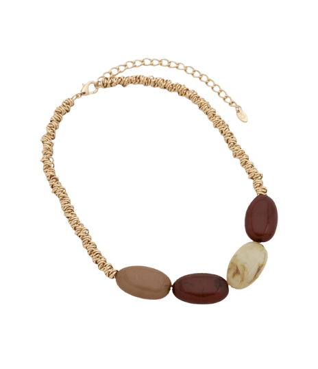 Colar Curto com Beads Ovais de Resina