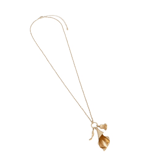 Colar Longo com Pingente de Flor em Metal