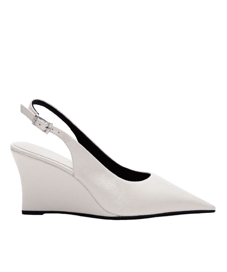 scarpin anabela slingback com bico fino - branco