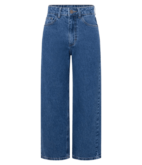 Calça Cropped Reta Jeans com Lavagem Clássica Médio