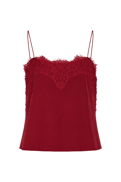 Top De Alcinha Seda Vermelho Wing Decote Reto