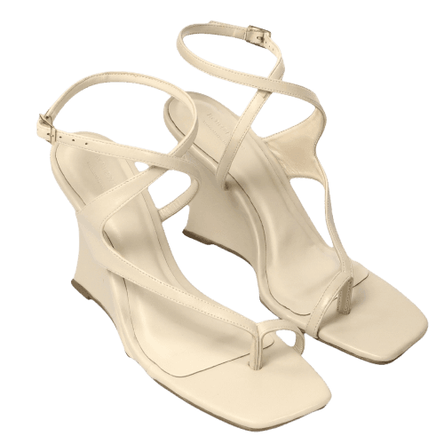 Sandália feminina salto wedge - Off-White