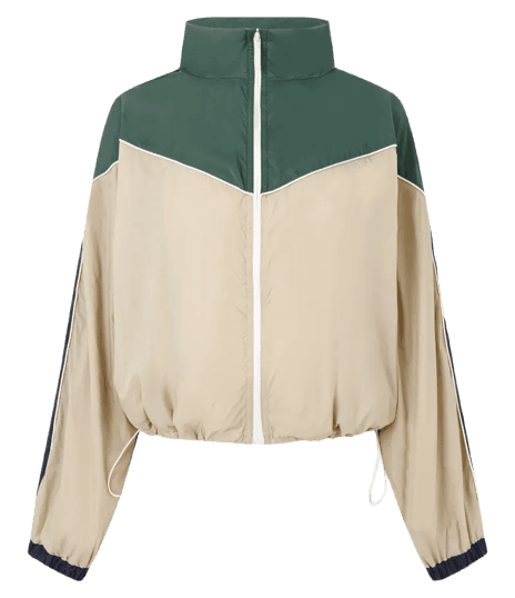 Jaqueta Corta Vento Tricolor com Gola Alta Multicores