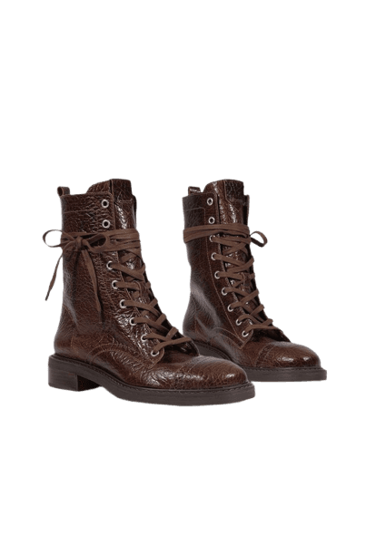 Bota Coturno Kelly Couro Marrom
