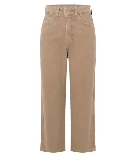 Calça Reta Cropped em Sarja com Cintura Alta