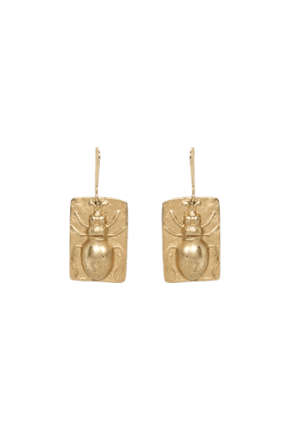 Brinco Dourado Placa Besouro