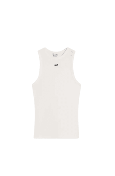 Camiseta de alças waffle com estampa