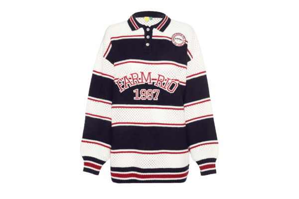 Casaco Feminino Tricot Listra Náutica Azul Farm
