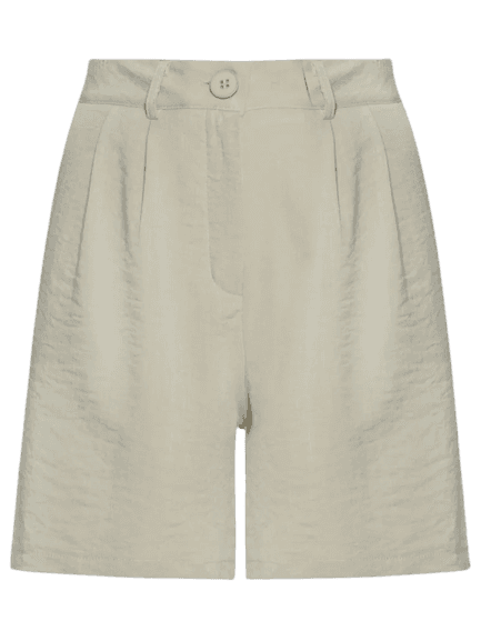 Short Feminino Alfaiataria De Pregas Bege Basiq