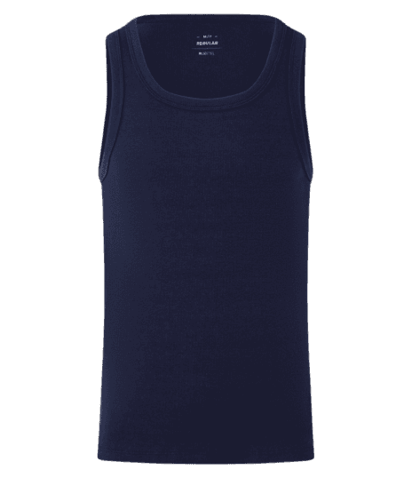 Regata Regular Básica Em Ribana De Algodão Azul Marinho