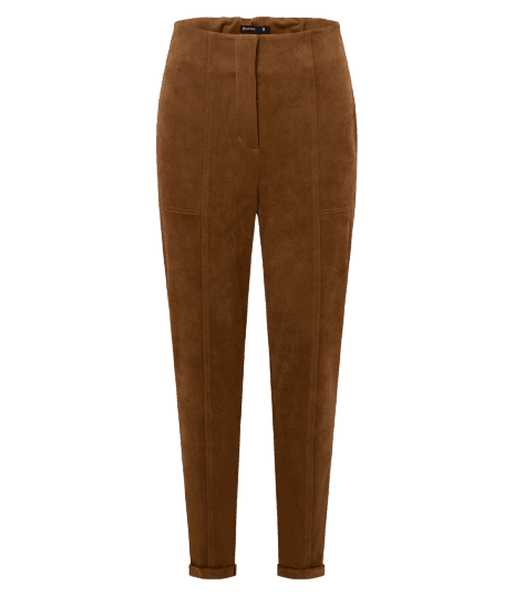 Calça Skinny em Suede com Barra Dobrada